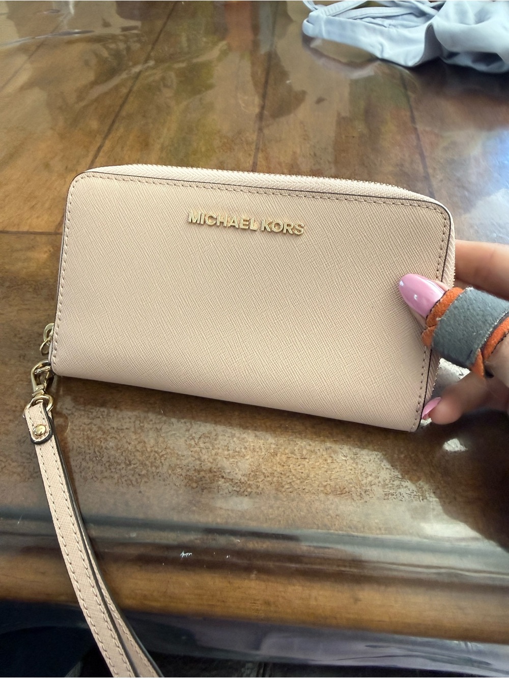 NWOT Michael Kors Pale Blush Saffiano Leather Wristlet Wallet